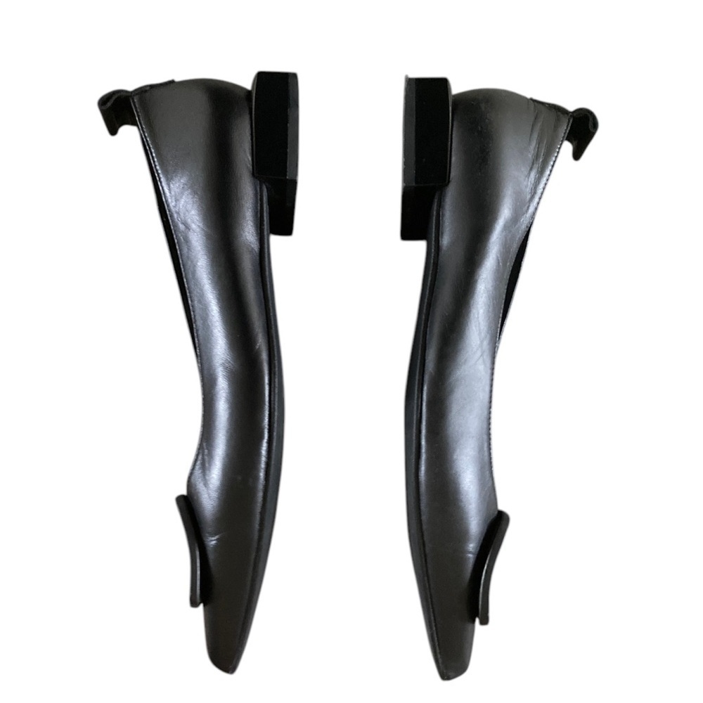 Dibia Women's Black Leather Flats Pointed Toe Architectural heel Made in Spain - Picture 6 of 12